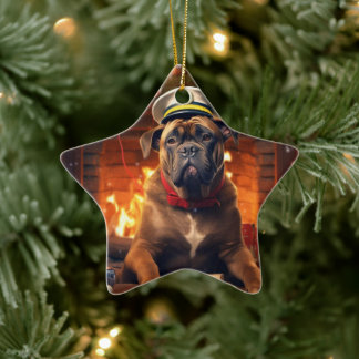 Boxer Gift, Pet Gift, Dog Police, Christmas Gift Ceramic Ornament