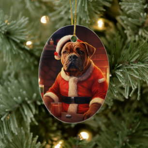 Boxer Gift, Pet Gift, Dog Police, Christmas Gift  Ceramic Ornament