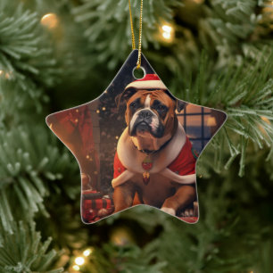 Boxer Gift, Pet Gift, Dog Police, Christmas Gift Ceramic Ornament