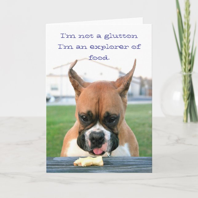 Boxer glutton greeting card (Front)