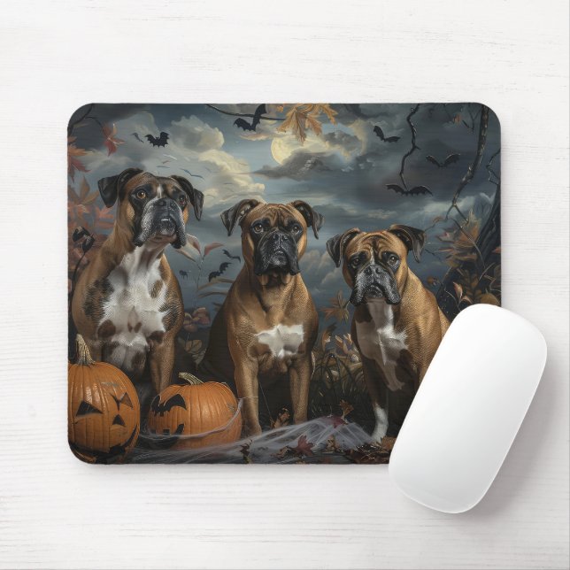 Boxer Halloween Night Doggy Delight Mouse Pad (With Mouse)