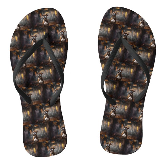 Boxer Halloween Scary Flip Flops (Footbed)