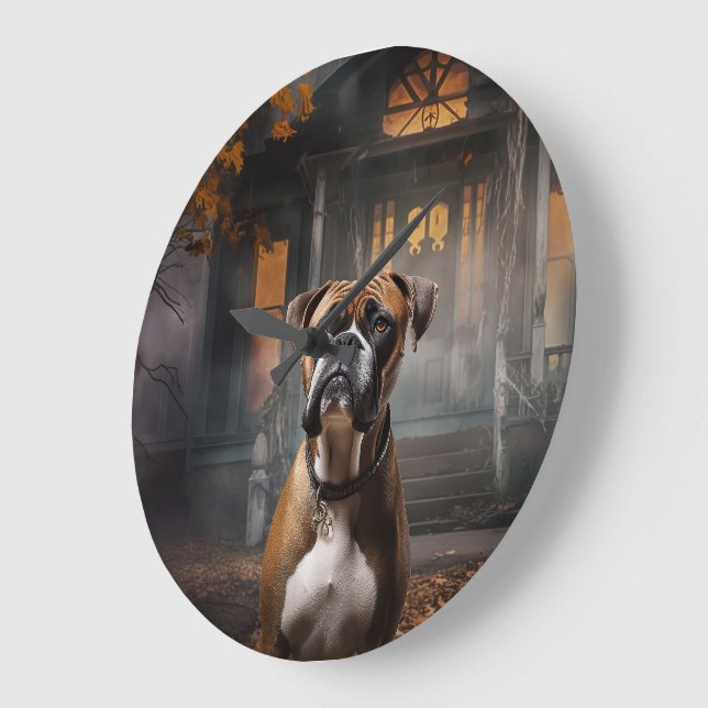 Boxer Halloween Scary Large Clock (Angle)