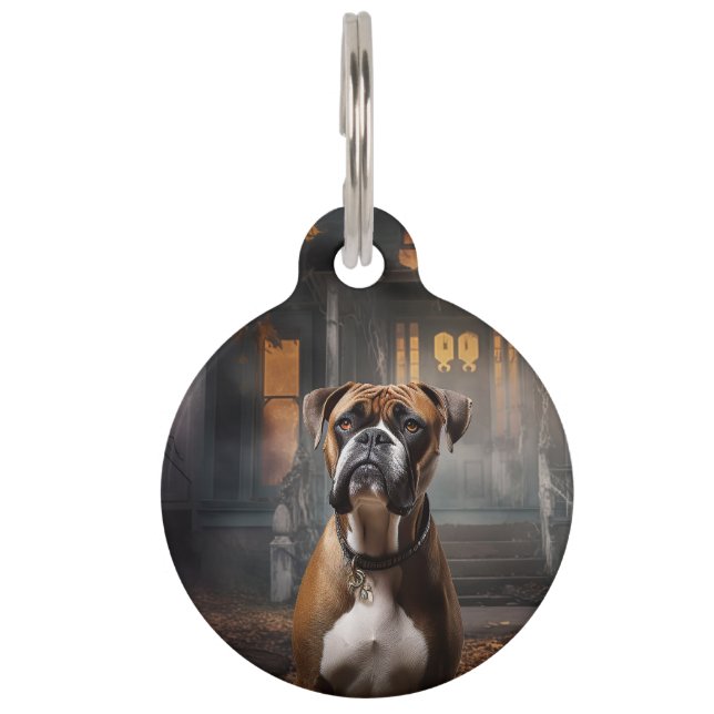 Boxer Halloween Scary Pet Tag (Front)