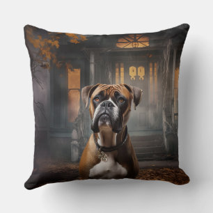 Boxer Halloween Scary Throw Pillow