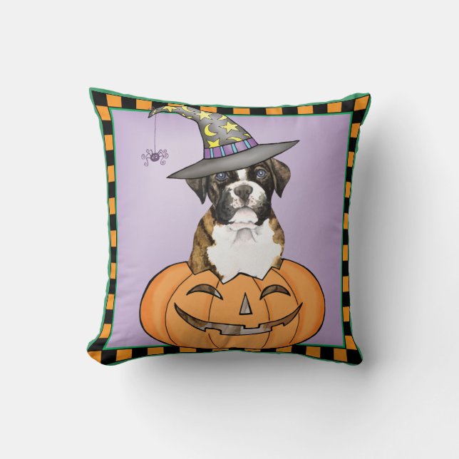 Boxer Halloween Throw Pillow (Front)