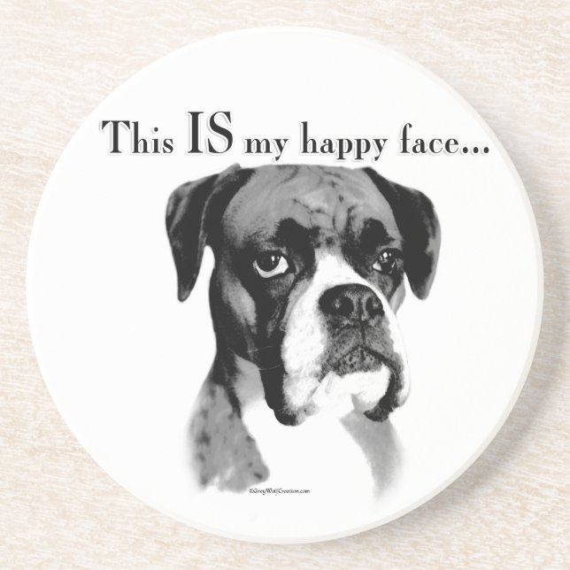 Boxer Happy Face Coaster (Front)