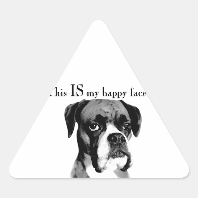 Boxer Happy Face Triangle Sticker (Front)