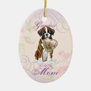 Boxer Heart Mom Ceramic Ornament