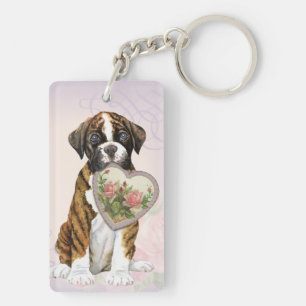 Boxer Heart Mom Keychain