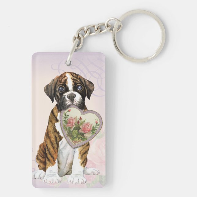 Boxer Heart Mom Keychain (Back)