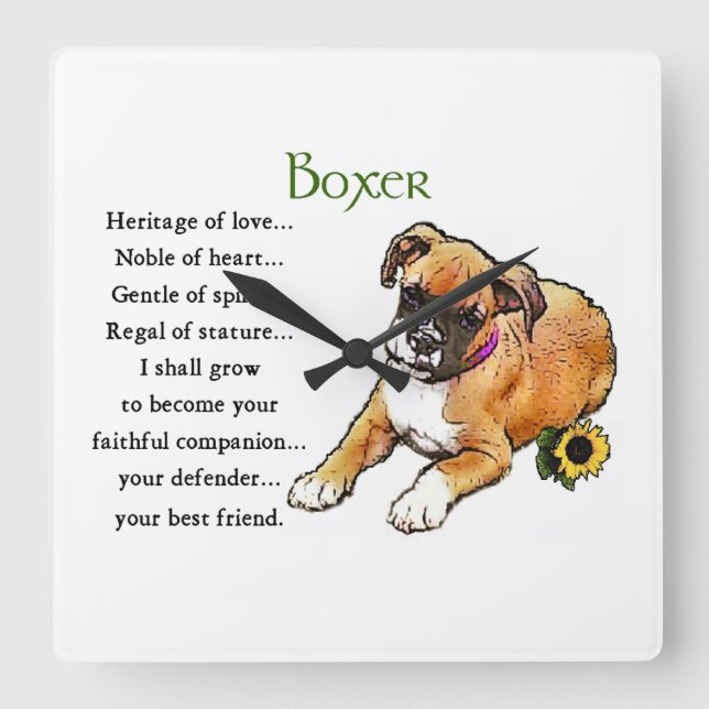 Boxer Heritage of Love Square Wall Clock (Front)