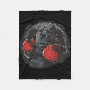 Boxer Hippo With Boxing Gloves Kickboxing Funny Bo Fleece Blanket