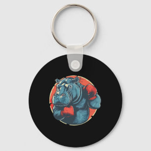 Boxer Hippo With Boxing Gloves Kickboxing Funny Bo Keychain