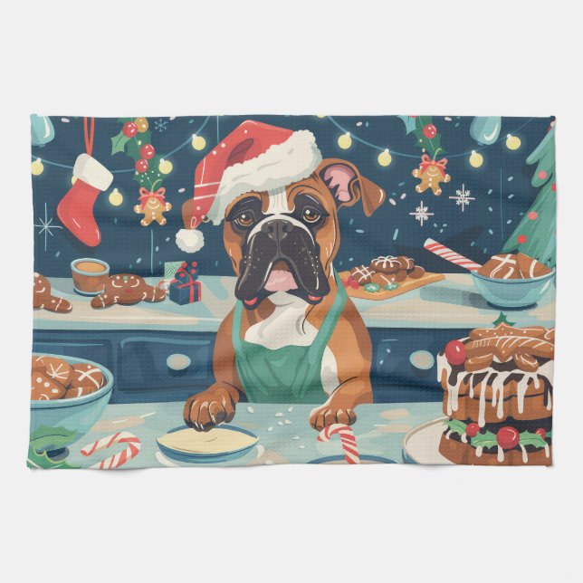 Boxer Holiday Baking: Festive Christmas Kitchen Towel (Horizontal)