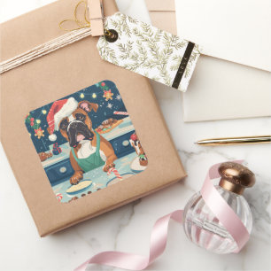 Boxer Holiday Baking: Festive Christmas Square Sticker