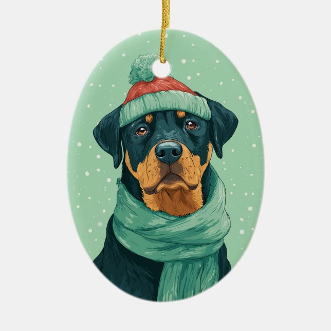 Boxer Holiday Keepsake Ceramic Ornament (Front)