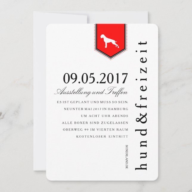 Boxer Hunde Einladung Invitation (Front)