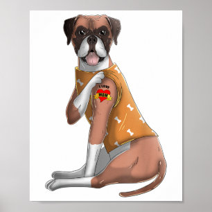 Boxer I Love Mom Tattoo Dog Shirt Funny Mothers Da Poster