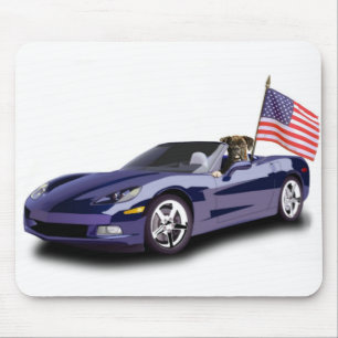 Boxer in blue sportscar mousepad