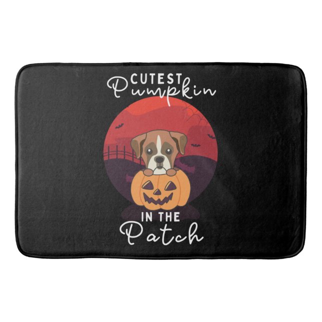 Boxer In Pumpkin Dogs Cutest Pumpkin In The Patch Bath Mat (Front)