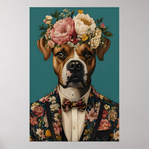Boxer In Suit Poster, Boxer Portrait, Boxer Oil Poster