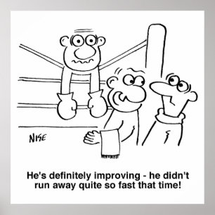 Boxer in the Boxing Ring. Funny Poster