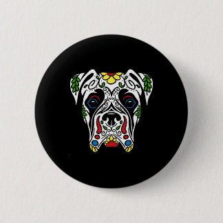 Boxer In White - Government Agencyd Sugar Skull 2 Inch Round Button