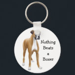Boxer Keychain<br><div class="desc">Original fine art design of a Boxer dog by designer/illustrator Carolyn McFann of Two Purring Cats Studio on quality cards,  shirts and more great gifts for canine fans.</div>