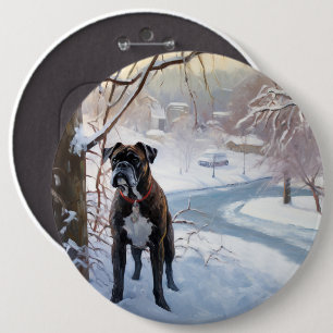 Boxer Let It Snow Christmas 6 Inch Round Button