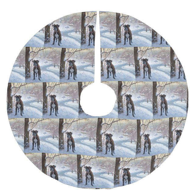 Boxer Let It Snow Christmas Brushed Polyester Tree Skirt (Front)