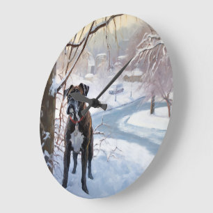 Boxer Let It Snow Christmas Large Clock