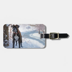 Boxer Let It Snow Christmas Luggage Tag