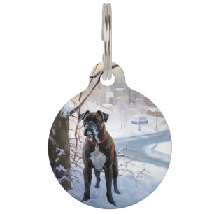 Boxer Let It Snow Christmas Pet Tag