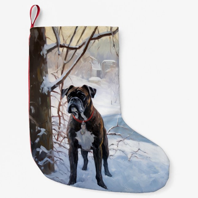 Boxer Let It Snow Christmas Small Christmas Stocking (Front)