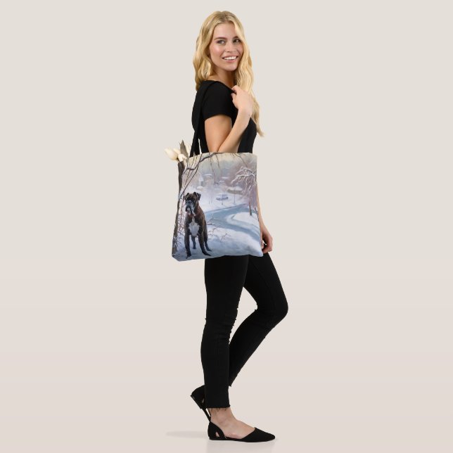 Boxer Let It Snow Christmas Tote Bag (On Model)