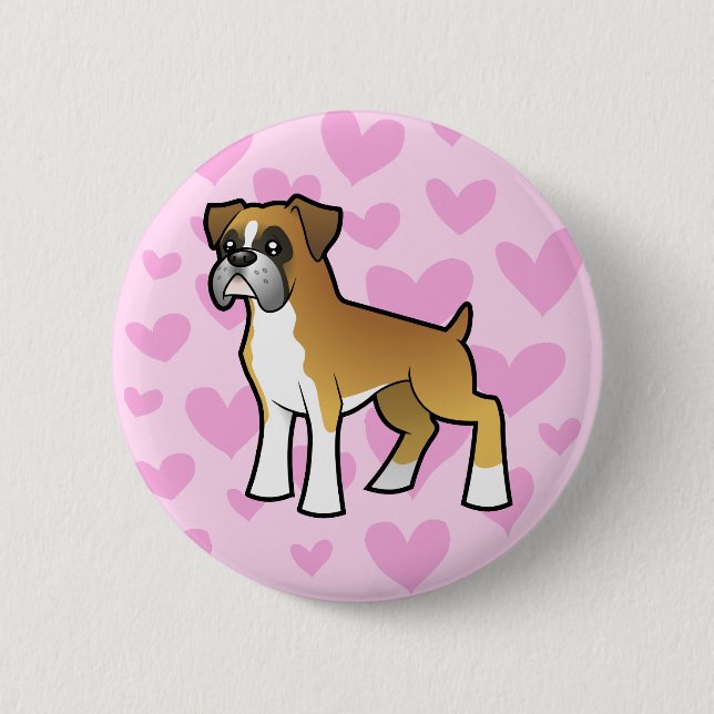 Boxer Love 2 Inch Round Button (Front)
