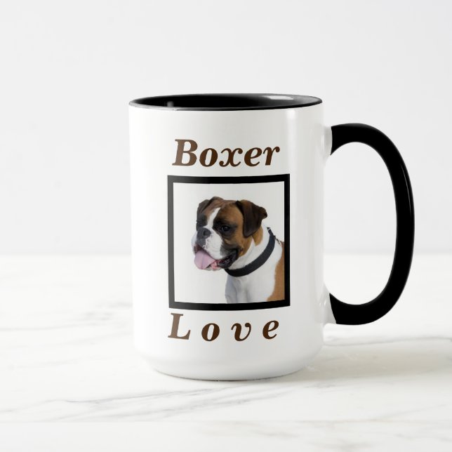 "Boxer Love" Cute Dog Gift for Her or Him Coffee Mug (Right)