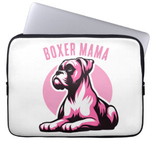Boxer Mama: Cute Pink Boxer Dog Silhouette   Laptop Sleeve