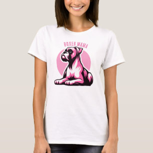 Boxer Mama: Cute Pink Boxer Dog Silhouette   T-Shirt