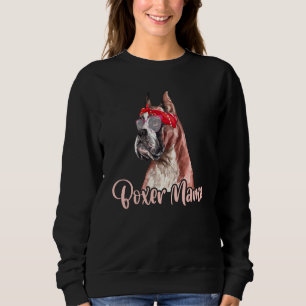Boxer Mama Mommy Mom Red Scarf Eyeglasses Paws Top
