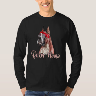 Boxer Mama Mommy Mom Red Scarf Eyeglasses Paws Top