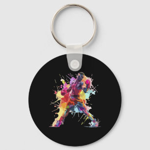Boxer Man Boxing Paint Splash Kickboxer Kickboxing Keychain