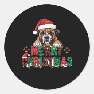 Boxer - Merry Christmas Dog Oversized T-Shirt Classic Round Sticker