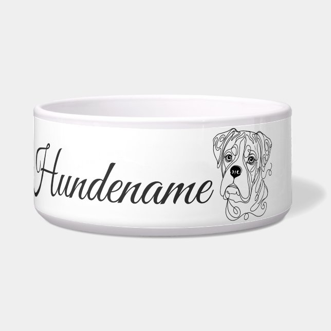 Boxer Minimalist Line Art personalized bowl (Front)