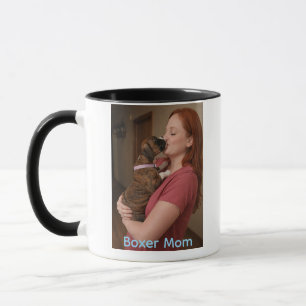 Boxer Mom Coffee Mug with Cute Brindle Boxer Puppy
