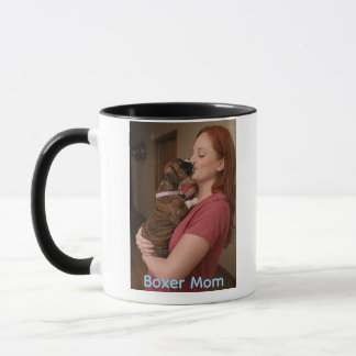 Boxer Mom Coffee Mug with Cute Brindle Boxer Puppy