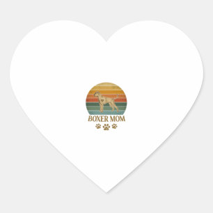 Boxer Mom Dog Retro Sunset Paw Prints_1 Heart Sticker