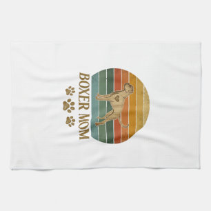 Boxer Mom Dog Retro Sunset Paw Prints_1 Kitchen Towel