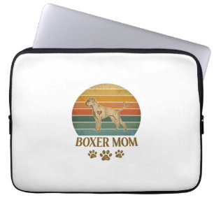 Boxer Mom Dog Retro Sunset Paw Prints_1 Laptop Sleeve